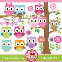 Cute Owls Digital Clipart Elements Set NO.AN022