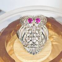 Owl ring size 9 vintage ring for women statement ring bird ring unique owl rings silver owl ring one