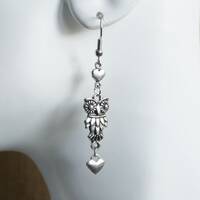 Owl Heart Stainless Steel Hook Earrings G063