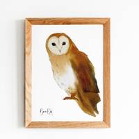 Barn Owl Digital Poster - Nature Watercolor Illustration Poster - Classroom Decor -  Printable Wall 
