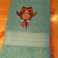 Owl In Sunglasses - Face Towel - Decorated Hand Towel - Embroidered Hand Towel - Free Shipping - In 