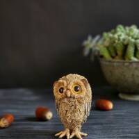 Handmade Hemp Rope Owl Sculpture: Unique Desk Decor
