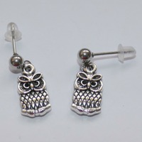 Owl Bird Hypoallergenic Stud Earrings, Wisdom Jewelry C811
