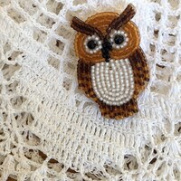 Owl Brooch &mdash; DIY Kit Handmade Beaded Brooch Scarf Brooch Lapel Pin