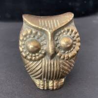 Vintage Brass Owl Small Paper Weight Korea