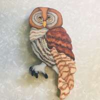 Intarsia Wood Owl Wall Art, 11” Tall, Handmade