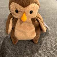 1995 TY Hoot the Owl Beanie Baby Stuffed Animal Plush