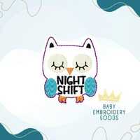 Owl Night Shift Feltie, Machine Embroidery Design (Feltie File)