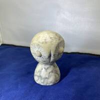 Vintage-Figurine-Owl-Marble-Alabaster-White-Gray-Home Decor