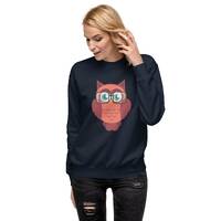 Adorable Owl Wearing Glasses Unisex Premium Sweatshirt  | Pun Shirt