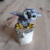 Sowa. Figurka z wełny czesankowej, owl, Eule, Handgefertigt, Handmade, bird.