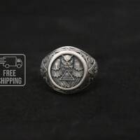Silver Wise Owl All-Seeing Eye of Providence Ring | Sterling Silver Ring for Men | Gothic Men's 