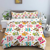 Colorful Owl Toddler Bedding, Unique Duvet Cover for Nursery Kids, Crib Bedding with Pillowcase, Bab
