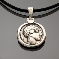 Athena's face coin, Greek Tetradrachm, Owl museum copy coin, Sterling silver coin, Athenische Te