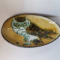 Vintage Chelsea Pottery Owl Art Mid Century Modern 10.5" Bowl Plate Platter