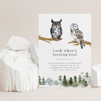 Owl Birthday Invitation Template, Owl Invite, Look Whoo's Turning Two Invitation, 2nd Birthday O
