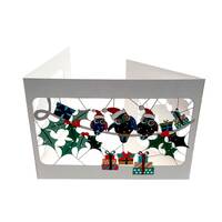 Christmas Card, Owls and Holly - 3 fold Christmas card, 3D Cards, Xmas Pop Up Card, Card for her,
