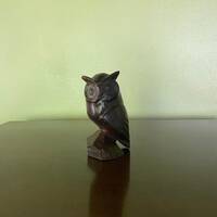 Vintage Wood Owl, Mid-Century Modern Ironwood Owl, Hand-Carved Wood Figurine, Wood Animal, Handmade 
