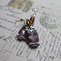 Brown owl earrings