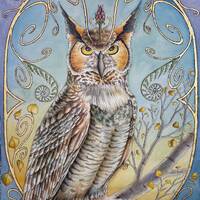 Gatekeeper of Knowledge- Owl watercolor painting