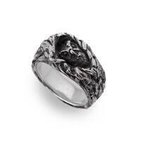 Sterling silver ring Owl in Tree Hollow, Tree Bark Ring, Bird Jewelry, Silver Ring Bird, Wise Owl Je