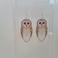 Earrings, Barn Owl Earrings, shrink plastic earrings, owl earrings, unique earrings, pierced