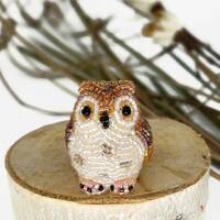 Beaded Owl Figurine Woodland Decor