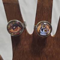 Evil Eye Owl Cabochon Rings