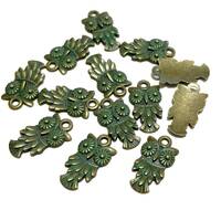 10pcs of Antique Bronze Green Patina Owl Bird Charms Pendants(No.BZGP567)