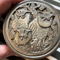 Metzke Pewter Owl Engraved Trinket Box