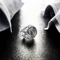 925 Sterling Silver Owl Men's Ring Animal Signet Men's and Women Accessory Jewelry Wedding G