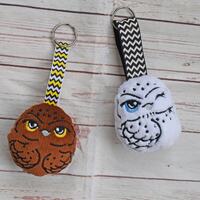 Little Owl keyfob Stuffie ITH Embroidery ,keychain Machine Pattern,ITH owl Stuffie, owl Softie, fore