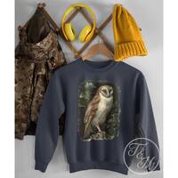 Barn Owl Vintage Animal Print Design on Unisex Heavy Blend Crewneck Sweatshirt