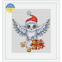 Owl present PDF cross stitch pattern bird - New Year Gift - Funny Polar White owl chart - Christmas
