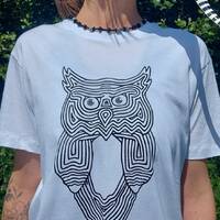 JudgementOWL Owl - White T-shirt Tee - Unisex Organic Clothing