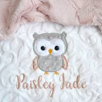 Owl Personalized Minky Baby Blanket-Owl baby blanket-Personalized Baby Minky blanket-Minky Owl Blank