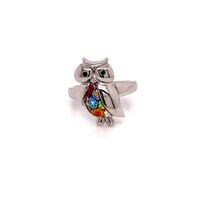 Murano Millefiori Glass Wisdom Owl RIng.