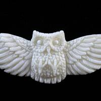 Flying Owl Spirit Animal Totem Bone Cabochon Bead Embroidery Supply