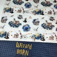 baby wizard blanket, magic owl blanket, little wizard, personalized baby blanket, newborn baby gift,