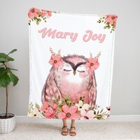 Personalized Owl Baby Blanket | Custom Name Blanket | Baby Name Blanket | Owl Animal Blanket | Baby 