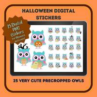 Downloadable Halloween Stickers - Owl Digital Stickers - Halloween Owl Digital Stickers - Owl Clipar