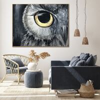 17.7x23.6" Large Original Abstract Owl Paintings On Canvas Textured Bird Eye Painting Oil Hand 
