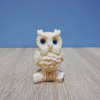 Owl on Branch Handmade Greek Statue The Symbol of Wisdom and Prudence 9cm-3.54in White Marble & 