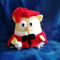 Hand knitted Graduation Owl - Red