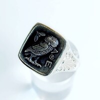 Sterling silver 925 ring with the Athena's  owl.Handmade