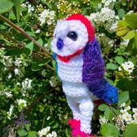 Hootie - owl mini miniature  variegated plush owl sculpture amigurumi