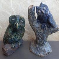 Lubiano OWLS Set, Porcelain Sculpture, Magnificent Ceramic Sculpture Signed LUBIANO, OWL Porcelain F
