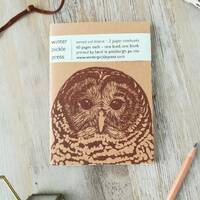 Handprinted linocut owl notebooks - set of 2
