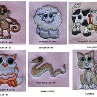 Cuddle Buddy Owl, Sheep, Cow, Cat, Snake or Monkey (C) - Embroidered Personalised Cotton Bath or Han