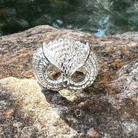 Vintage, Sterling Silver, Handmade Owl Ring, Size 5 1/4, 5 Grams